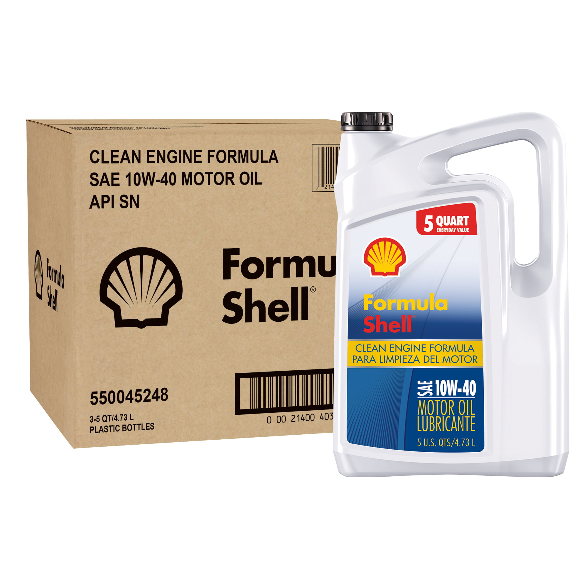 Formula Shell 10W-40 SN Conventional Motor Oil ,5 Quart ( 3 pack Case .