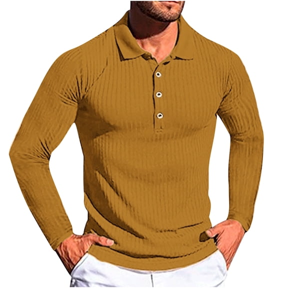 Men's Long Sleeve Shirt Slim Lapel Button Elastic Knitted Shirt Fall Casual Solid Formal Shirt