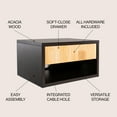 thumbnail image 3 of JONATHAN Y Elise 15.71" Classic Contemporary Floating Wall Mounted Nightstand with Soft-Close Tambour Drawer and Cable Hole, Black/Light Oak, 3 of 9