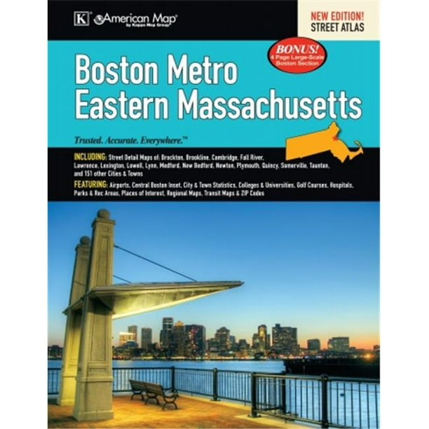 Universal Map 14172 Boston&44; Métro & Atlas de la Rue Massachusetts de l'Est