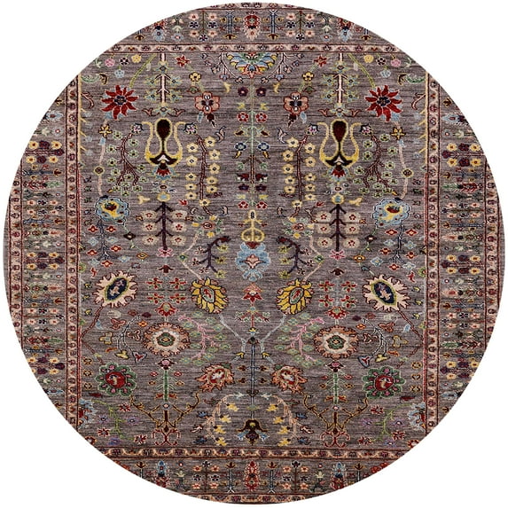 Ahgly Company Machine Washable Indoor Round Industrial Modern Red Brown Area Rugs, 6' Round