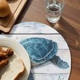 thumbnail image 4 of Round Placemats Watercolor Blue Turtle 15 inch Set of 6 Table Mats for Dining Table White Wood Grain Heat Resistant Non-Slip Kitchen & Home Decorative Place Mat Set, 4 of 8