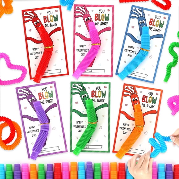 Paquete de 24 tarjetas DAZONGE para regalos de San Valentín con tubos Fidget Pop