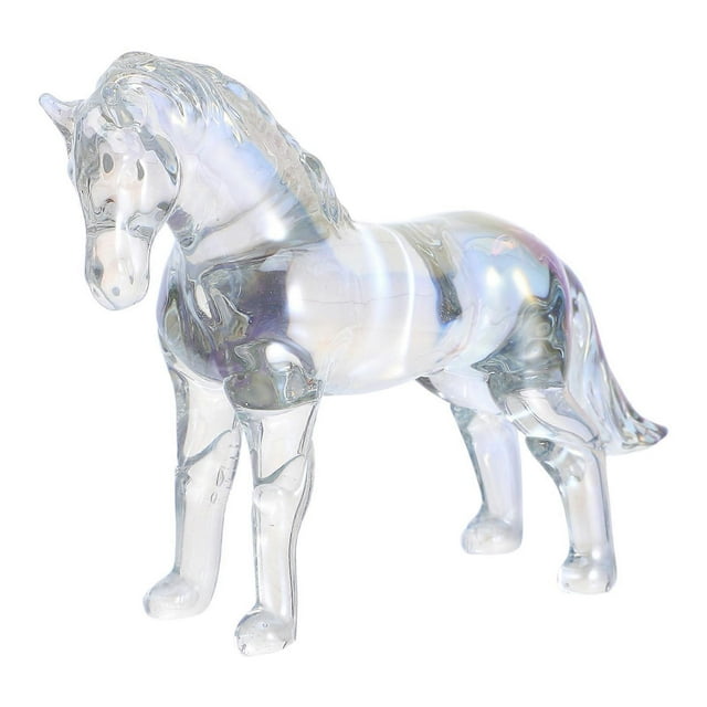 Crystal Zodiac Horse Figurine, Decorative Animal Ornament for Home and Office, Cartoon Style Miniature Sculpture Symbolizing Prosperity and Luck for