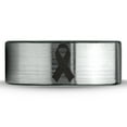 thumbnail image 2 of Tungsten Awareness Ribbon Symbol Band Ring 8mm Men Women Comfort Fit Brushed Gray Flat Cut Black Polished, 2 of 4
