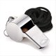 thumbnail image 1 of Silbato Deportivo Extra Ruidoso de Acero Inoxidable Plateado para Exteriores con Cordón Silbato de Metal para Árbitro para Exteriores, 1 of 5