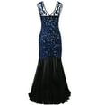 thumbnail image 6 of PrettyGuide Women's 1920s Vintage Sequin Dress Gatsby Flapper Formal Summer O Neck Glitter Long Mesh Evening Prom Dress, 6 of 8