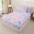 thumbnail image 3 of Manfei Cute Mermaid Tail Zipper Twin Comforter Sets with Fitted Sheet and 2 Pillowcases, Dreamy Fish Scale Zipper Bedding Set, Pink Blue, Pink Reversible, 4 Pieces, 3 of 7