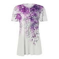thumbnail image 4 of Busydd Womens Summer Tops Casual V Neck Short Sleeve T-Shirt Tops Fashion Floral Button Basic Tunic Tops Comfy Pleated Loose Blouses, 4 of 4
