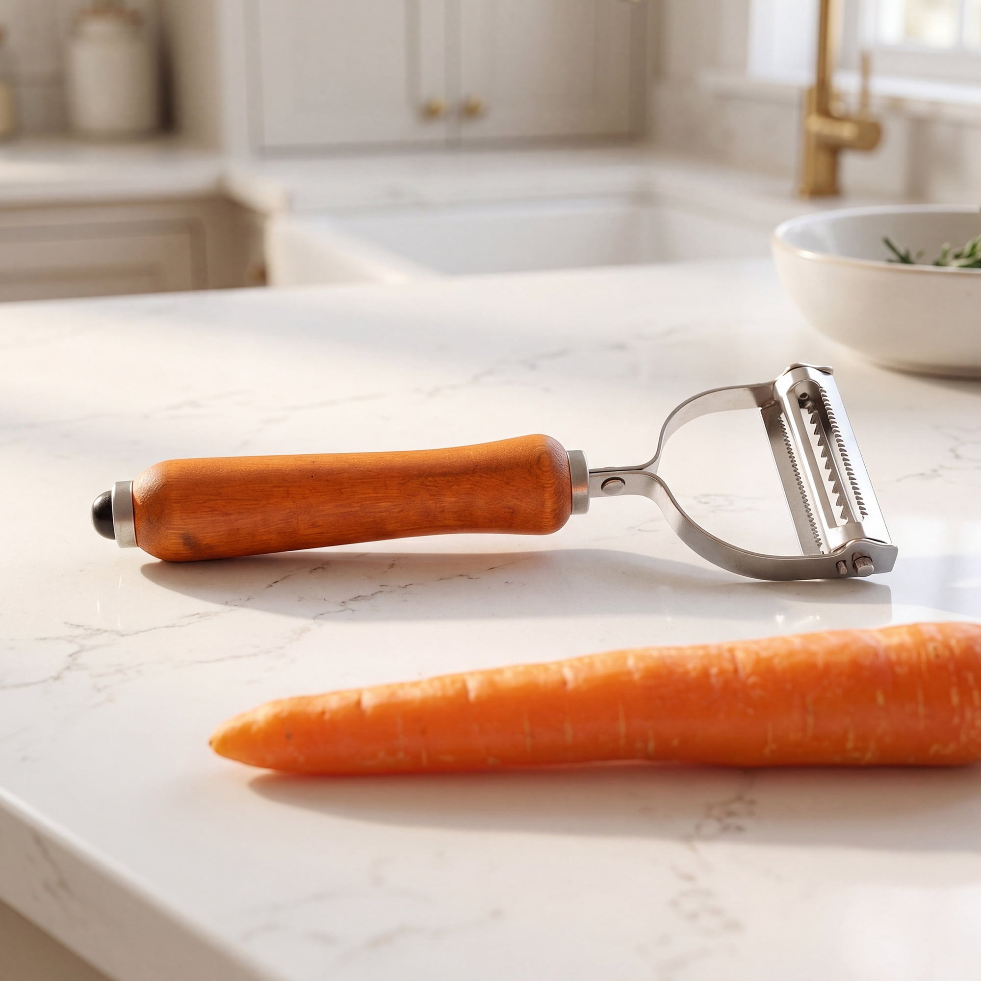 Unique Bargains Stainless Steel Vegetable Peeler with Wood Handle Brown 6.2x2.2 inch