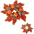 thumbnail image 2 of Fall Color Candle Rings Pumpkin Berry Decorative for Thanksgiving, Christmas, Halloween Candlelight Dinners, 2 of 8