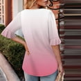 thumbnail image 3 of Womens Ruffled Summer Tops, Short Sleeve Shirts for Women Fashion Loose Fit Ombre Tie Dye Square Neck T-Shirts, 3 of 5