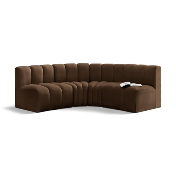 Meridian Furniture Arc Brown Velvet Modular Sectional
