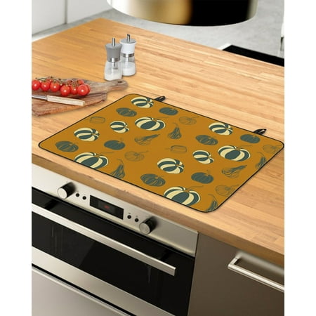 

Thanksgiving Fall Stove Top Covers for Electric Stove Heat Insulation Fireproof Glass Cooktop Cover Counter Top Glass Stove Cover for Prevent Scratches 36 x21 Pumpkin Teal Brown Farmhouse Rustic