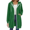 thumbnail image 3 of VISALY Zip Up Hoodies Oversized Hoodies Long Sleeve Long Tunic Sweatshirts Oversized Fleece Casual Fall Jacket Coat with Pocket Plain Hoodies Female Hoodies Super Soft Tops Trendy Tops Green Xxl, 3 of 9