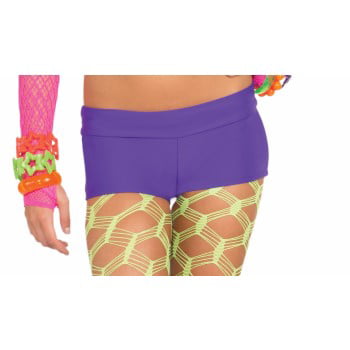 Club Candy Solid Neon Costume Booty Shorts Adult: Purple