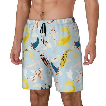 Logiee Japanese Carps Print Men s Swim Trunk Quick Dry Board Shorts Men s Swim Trunks with Compression Liner Bathing Suits with Pockets-XX-Large
