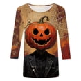 thumbnail image 5 of Godom Women's Halloween Shirts Graphic T Shirts 3/4 Sleeve Pullover Tops Fall Clothes 2025, 5 of 6