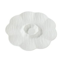 Plastic Snack Plates with Dipping Sauce Compartments, Durable Food Serving Trays for Sushi, Shrimp, Appetizers, and Small Bites, Elegant Patterned Design, Commercial and Home Use