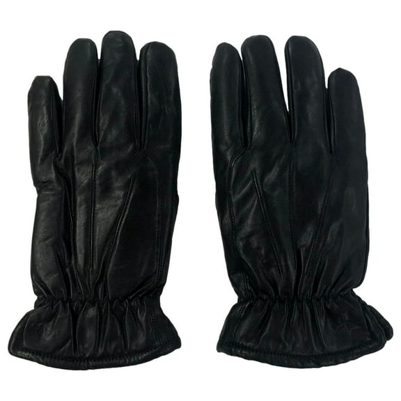 Dockers Mens Black Genuine Leather Sherpa Lined Gloves Gathered Wrist Large