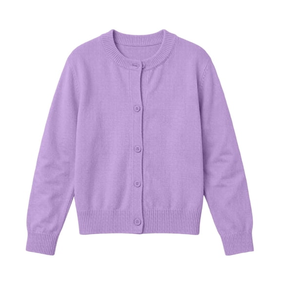 Khunlpohl Kid's Long Sleeve Cardigans Knitted Button down Round Neck Sweaters Solid Color Fashion Casual Tops for 1-11 Years