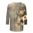 thumbnail image 5 of CYMMPU Blouses for Women Dressy Casual Crew Neck Loose Fit Fall Trendy Shirts Spring Tops Floral Printed 3/4 Sleeve Tunic Tops Lightweight Basic Tees Multicolor XL, 5 of 5