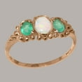 thumbnail image 2 of LBG British Made 10k Rose Gold Natural Opal & Emerald Womens Engagement Ring - 33 size options - Size 4.5, 2 of 6