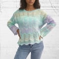 thumbnail image 4 of GigrtiJin Womens Gradient Hollow out Tops Round-Neck Knitted Pullover Blouses Going out Long Sleeve Casual Shirts, 4 of 4