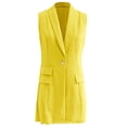 thumbnail image 4 of ZAZYULZ Womens Sleeveless Blazer Jacket Vest Solid Color Pocket Lapel Button Suit Vest(Yellow,S), 4 of 5
