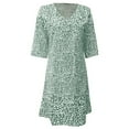 thumbnail image 4 of ZHOGXU Women's Casual Dress Flower Printed Half Sleeve V Neck Comfortable Lightweight Dresses For Daily Wear,Green,Xxxxxl, 4 of 4