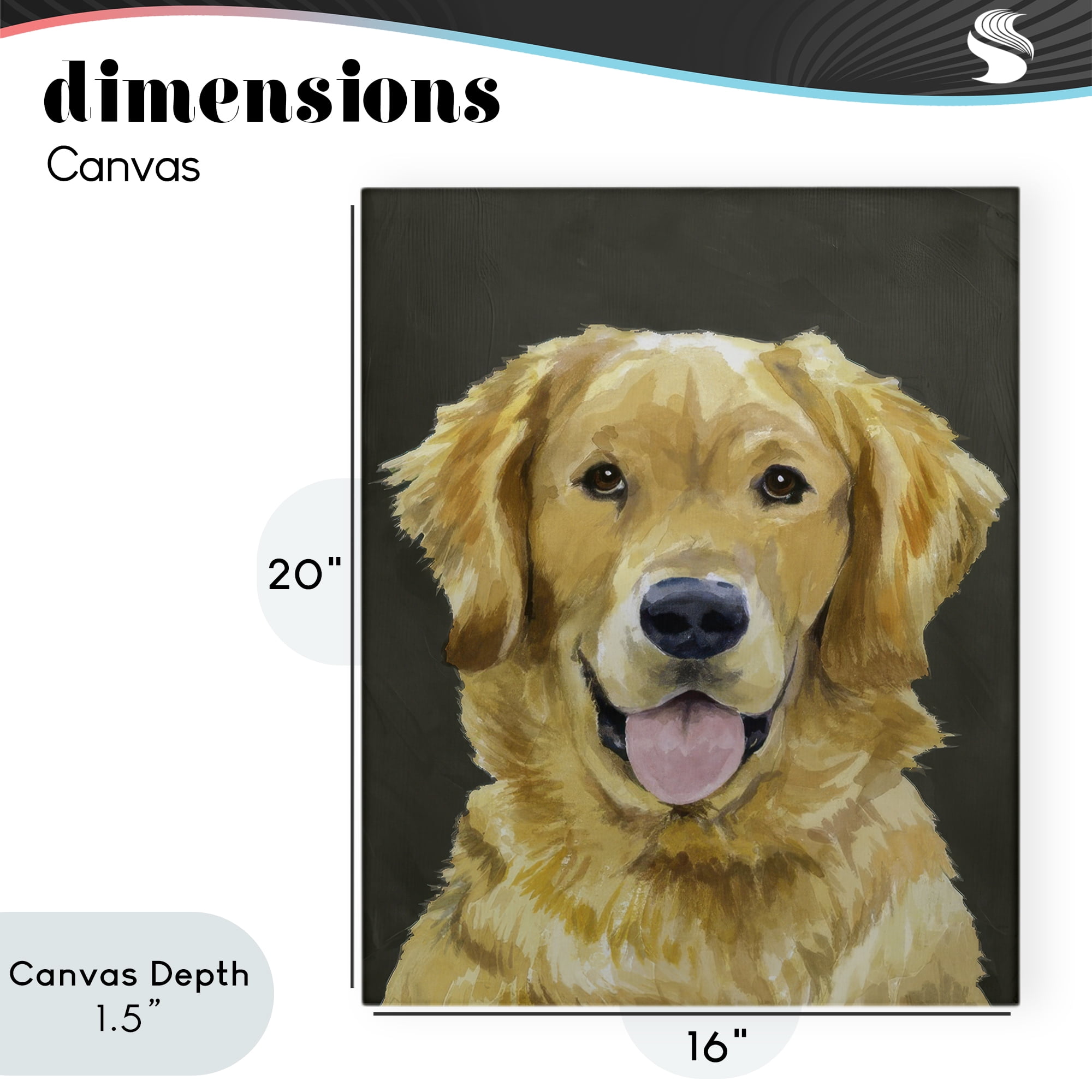 Stupell Industries Joyful Golden Retriever Portrait Canvas Wall Art, design by Lil' Rue