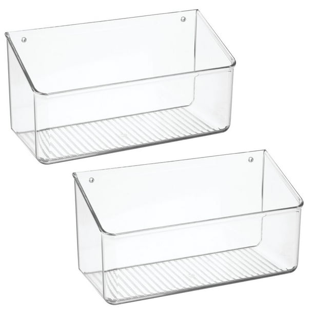 Mdesign Wall Mount Plastic Home Storage Organizer Basket 2 Pack Com - Wall Storage Bins Home Mdesign Wall Mount Plastic Home Storage Organizer Basket 2 Pack Com - Wall Storage Bins Home