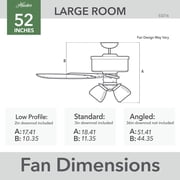Hunter - Amberlin Indoor Ceiling Fan With Light, 52-inch, Brushed Nickel, Casual-style, 3-speed WhisperWind Motor, 53216, for Living Rooms, Bedrooms