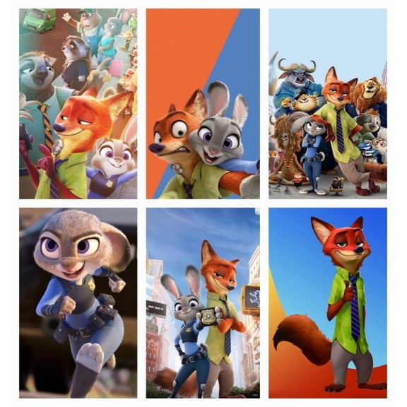 Unframed Judy Nick Watercolor Posters Set of 6 Pieces (8" x 10") for Kids Bedroom Wall Decorations Game Room Nursery Decor Unframed Cartoon Anime Art Paintings Poster Gift