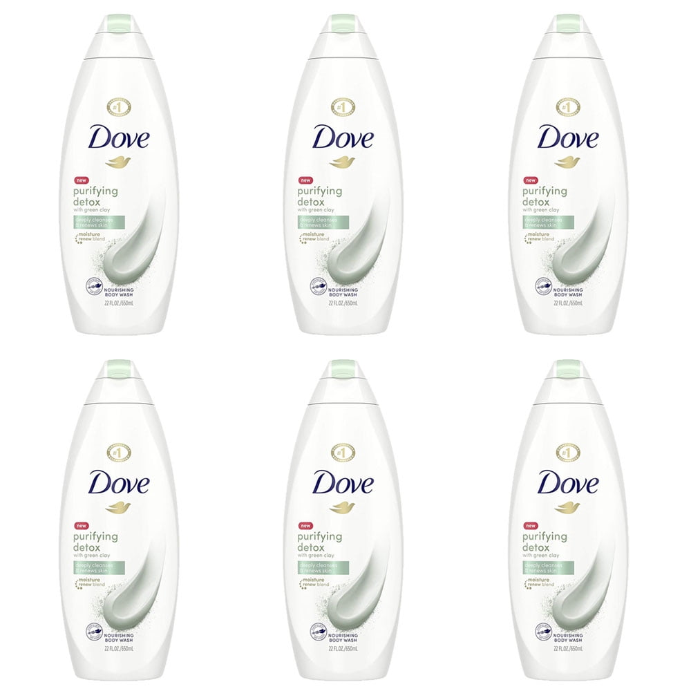Pack of (6) Dove Purifying Detox Nourishing Body Wash Green Clay 22 fl