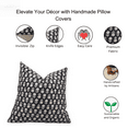 thumbnail image 4 of Fabritual Block Print Duck Canvas 26x26 Throw Pillow Covers, Handmade Vintage Pillow Covers For Sofa and Couch, Floral Print Outdoor Cushion Cover With Boho Home Decor (Tulsi Buti, Black), 4 of 5