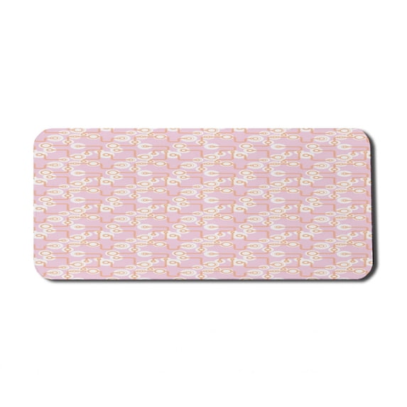 Abstract Computer Mouse Pad, Continuous Connected Rounds in Pastel Colors Pattern, Rectangle Non-Slip Rubber Mousepad X-Large, 35" x 15" Gaming Size, Baby Pink Persian Orange, by Ambesonne