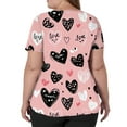 thumbnail image 3 of Valentine Day Nursing Scrubs Womens Short Sleeve Cute V Neck Plus Size Uniforms Love Heart Print Quick Dry Scrubs with Pockets Purple Pink XL, 3 of 5