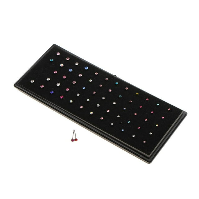 Esquirla 60pcs Stainless Steel Material Rings Body Studs Jewelry Crystal Size 1.5mm 1.8mm Multi-Color