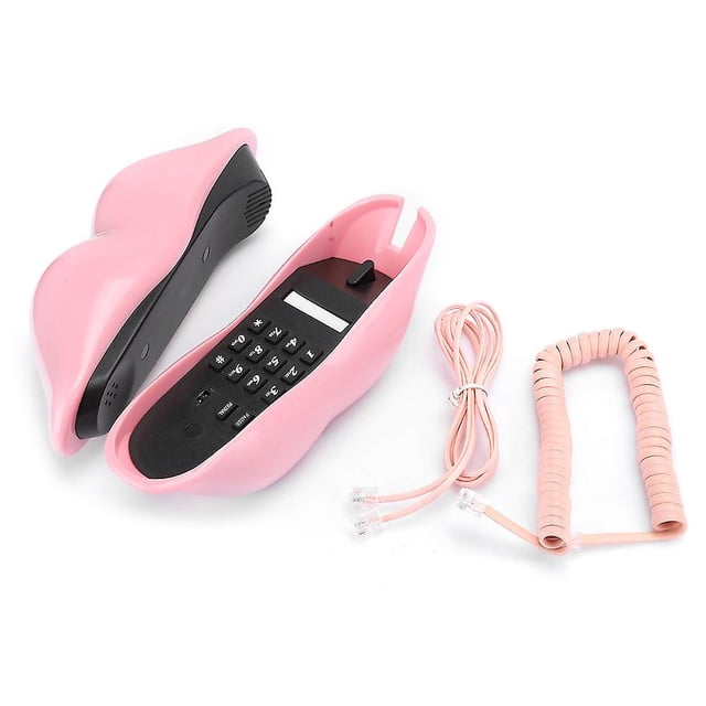European style home phone fashionable pink lips shape desktop landline phone pink