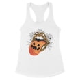 thumbnail image 1 of Pumpkin Lips Halloween Tank Top Fitted Racerback Women's Large White, 1 of 5