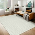 thumbnail image 2 of FairOnly Light Grey 5'x7'Modern Grid Area Rug for Living Room Low Pile Non Slip Soft Foldable Floor Rug for Bedroom Kitchen Dinning Room, 2 of 7