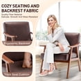 thumbnail image 3 of Hassch Mid-Century Modern Accent Armchair with Tech Cloth Upholstery and Solid Rubberwood Frame, Comfy Lounge Chair for Living Room, Bedroom, Home Office (Dark Brown), 3 of 10
