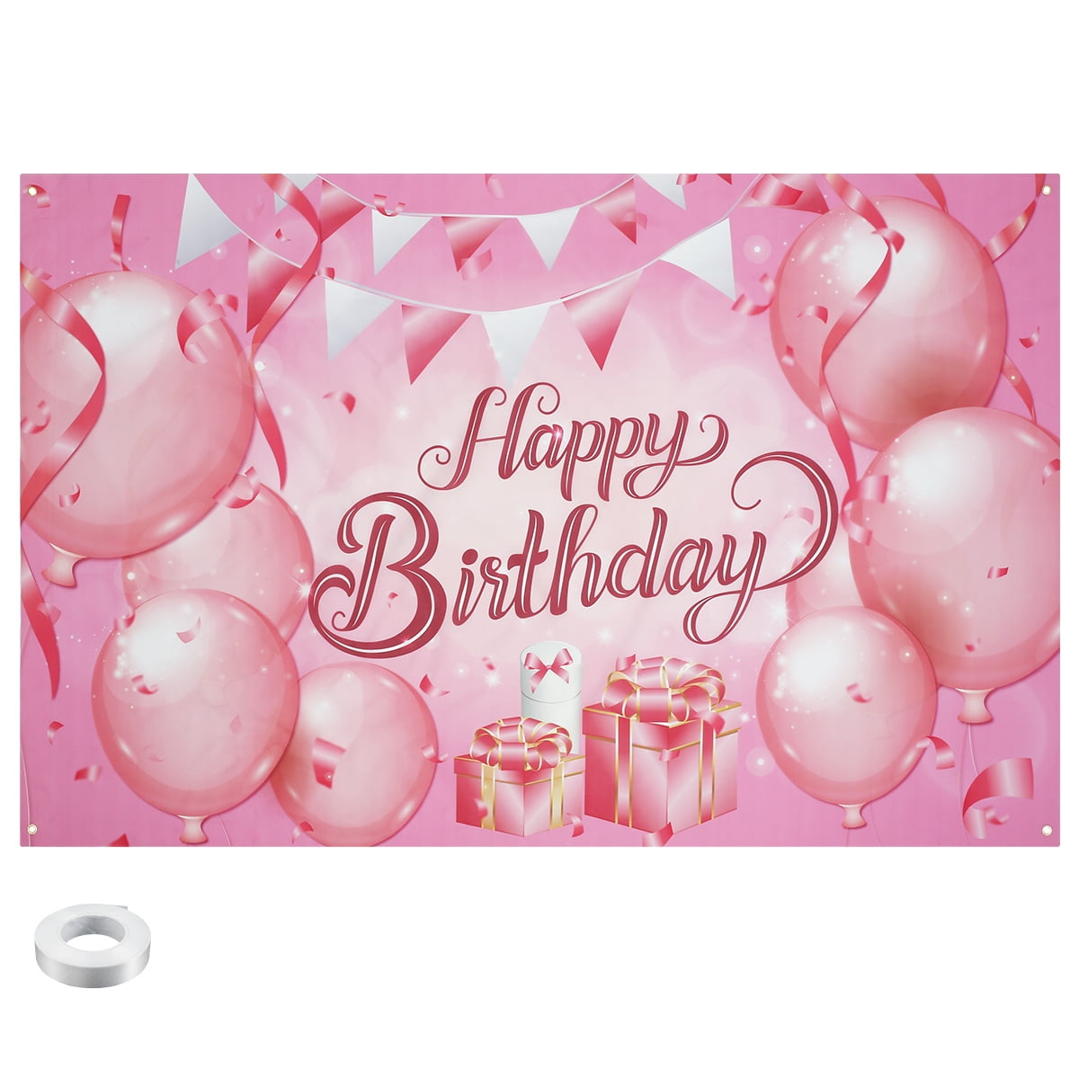 180x 115CM Happy Birthday Backdrop Banner Pink Birthday Background Women Sweet Princess Girl Photography Background Party Decoration for Home Indoor Outdoor - Walmart.com
