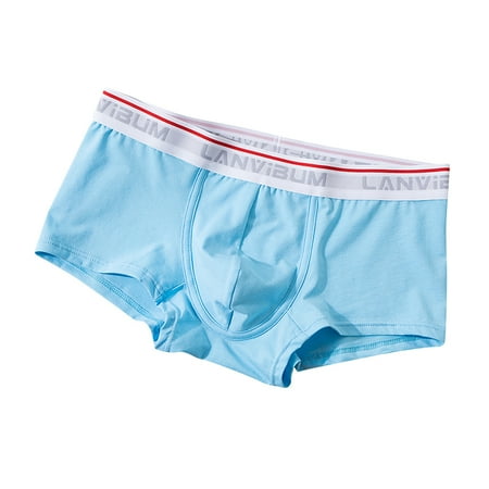

BIZIZA Comfort Male Stretch Briefs for Men Soft Pouch Trunks Breathable Underwear Blue M