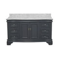 thumbnail image 4 of KBC Katherine 60" Wood Single Bathroom Vanity w/ Carrara Stone in Marine Gray, 4 of 6