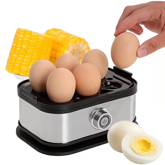 Transparent Stainless Steel Egg Cooker, Simultaneously Boils 6 Eggs, Multifunctional Portable Mini Breakfast Maker, Modern Kitchen Small Appliance, Multi-purpose Household Design