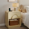 thumbnail image 3 of Bestier Nightstand with Charging Station & Open Shelf, Modern Bedside Table End Table for Bedroom Living Room Dorm Office, Natural, 3 of 9