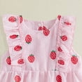 thumbnail image 4 of NOLDARES Infant Toddler Baby Girl Summer Clothes Short Sleeve Romper Jumpsuit Dress One Piece Bodysuit Summer Outfit(Watermelon Red,12-18 Months), 4 of 6