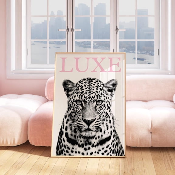 Luxury Leopard Wall Art Black and White Modern Chic Magazine Home Decor, Unframed Paper Poster 8x10in